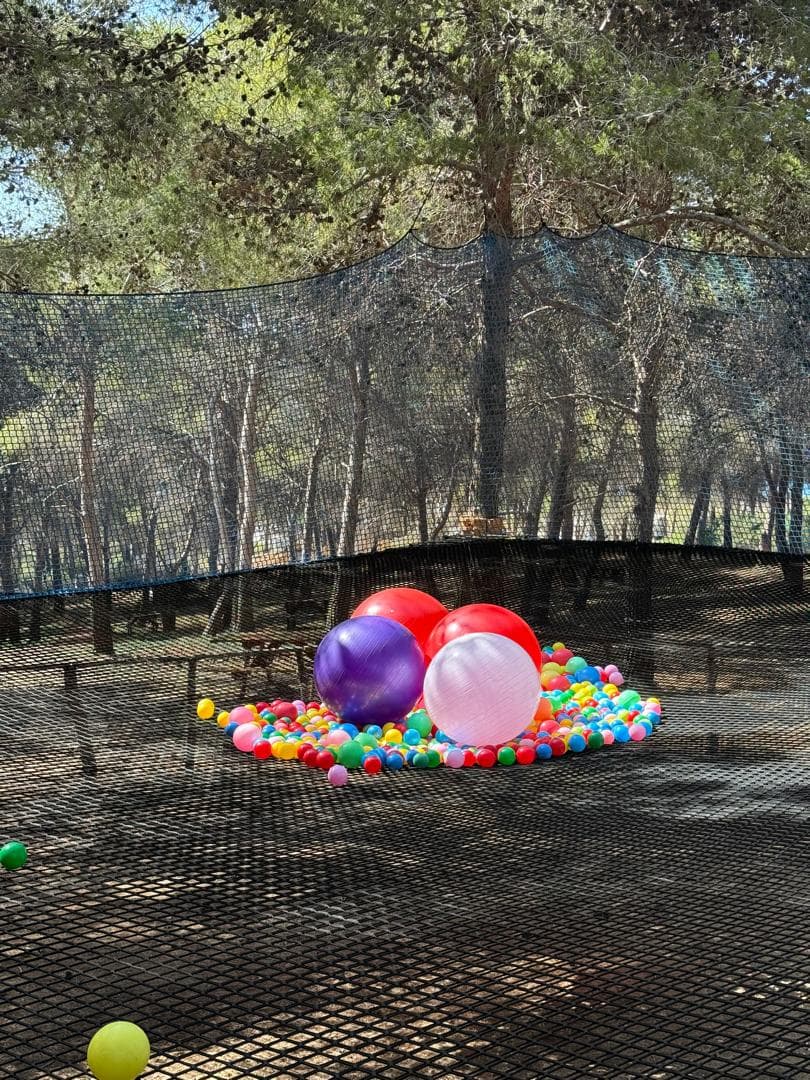 Trampoline area with family-friendly activity
